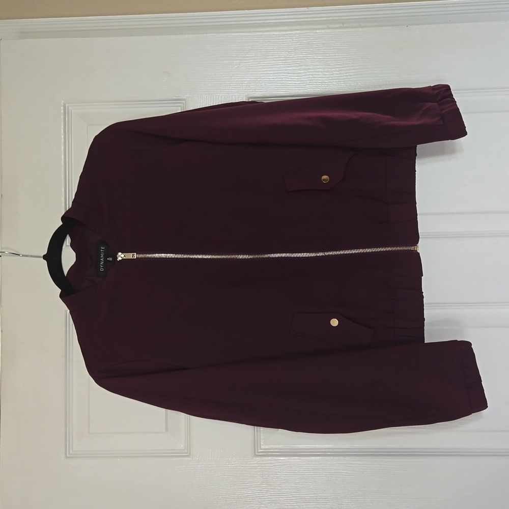 Burgundy bomber jacket